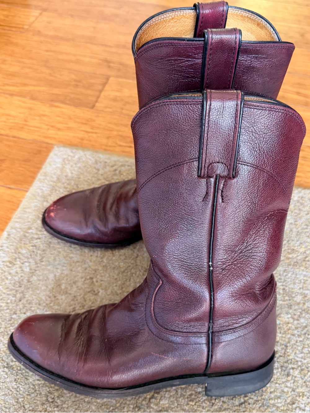 Vintage Justin Roper Boots – Burgundy Oxblood Leather – Made in Mexico — size 6